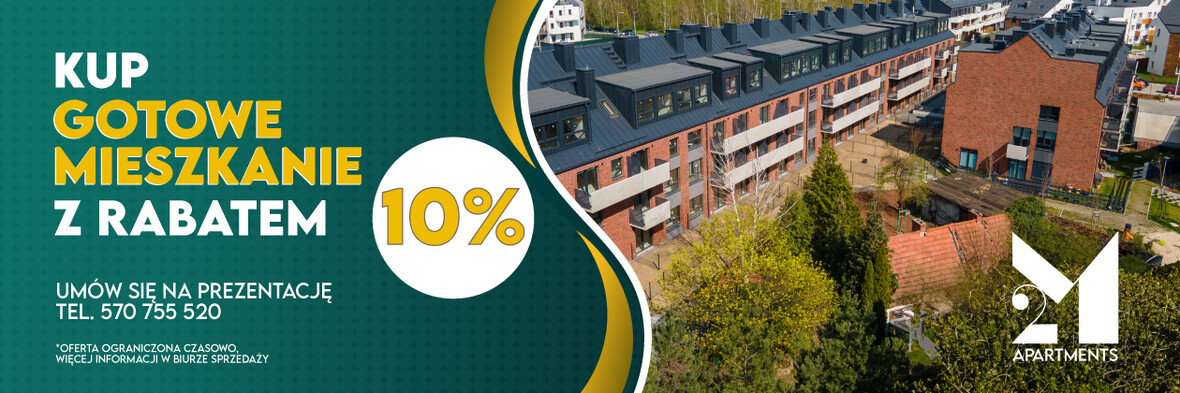 PROMOCJA!!! RABAT 10% NA GOTOWE MIESZANIA W INWESTYCJI 2M APARTMENTS BYDYNEK 3